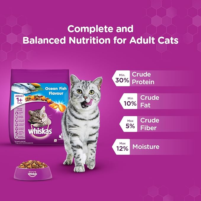 Whiskas Adult (+1 year) Dry Food, Ocean Fish Flavour, 7kg